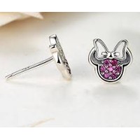 Brincos Mouse em Prata e Zirconias Rosa Brincos Mouse em Prata e Zirconias Rosa